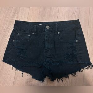 American Eagle Women’s Low Rise Black Distressed Shorts Size 4
